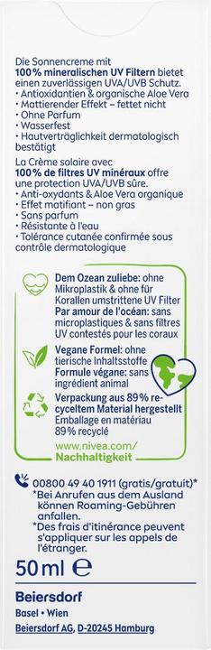 Produktbild NIVEA UV Face Mineral (Sonnencreme Gesicht, SPF 50, 50 ml, 79.79 g)