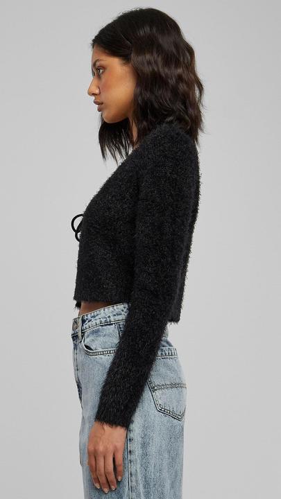 Actual product image Urban Classics Ladies Tied Cropped Feather Cardigan - 117653 (4XL)
