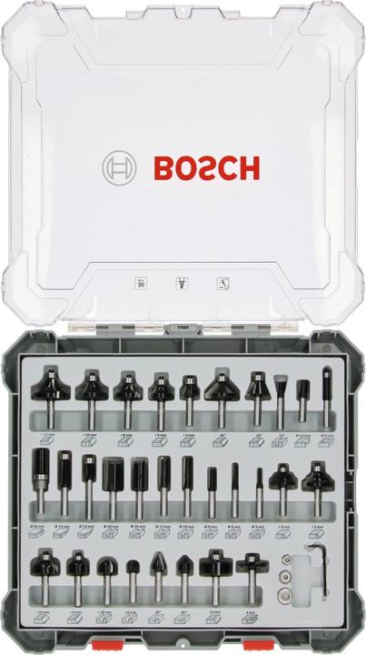 Bosch Professional Zubehör 30-piece milling cutter set, 6 mm shank for hand milling cutters