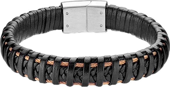 Immagine prodotto Star Piercing Bracciale in pelle nera con due bande in oro rosa (21.60 cm, senza ottone, Acciaio chirurgico 316L, Cuoio)