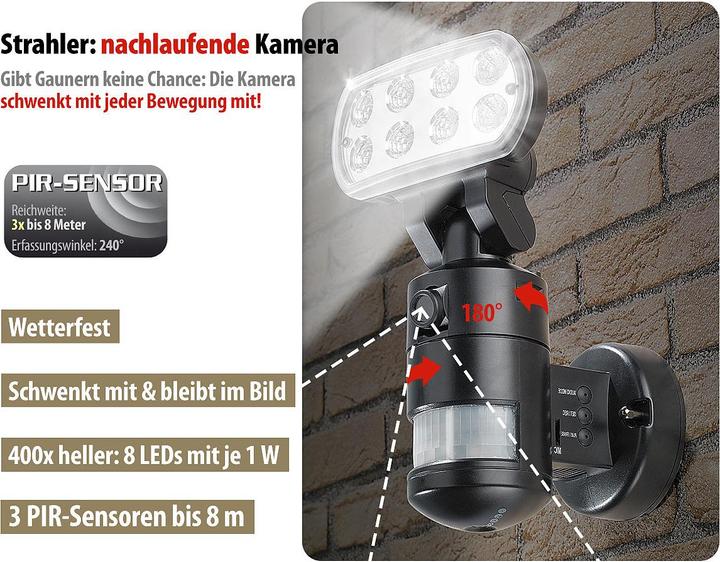 Produktbild VisorTech Überwachungskamera mit LED-Flutlicht und Bewegungsmelder (640 x 480 Pixels)