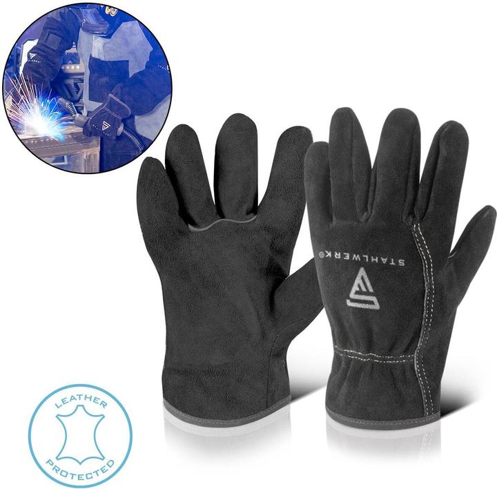 Produktbild Stahlwerk Schweisserhandschuhe hitzebeständig aus hochwertigem Spaltleder (XL)