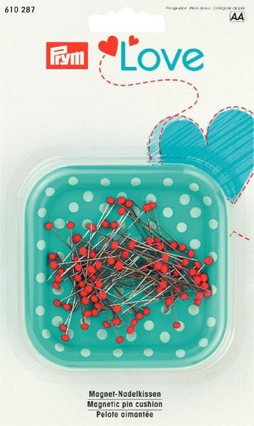 Actual product image Prym Love magnetic pin cushion + glass head pins 0.60 x 30 mm, 9 g