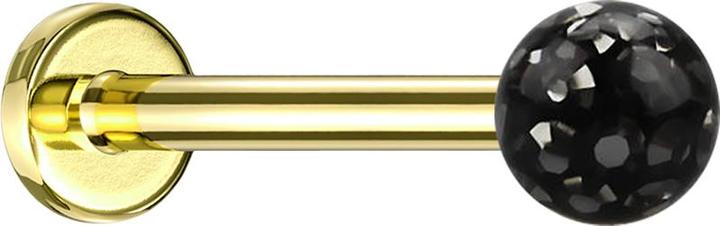 Produktbild Star Piercing Micro Labret vergoldet mit Kristallkugel schwarz Epoxy Schutzschicht (ohne Messing, Titan G23)