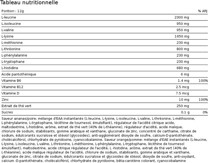 Nutritional values and ingredients Nutrend EAA Mega Strong Powder (Orange, Apple, 1 pcs., 300 g)