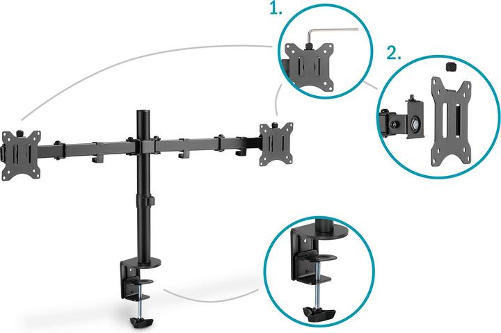 Digitus Universal Dual Monitor Clamp Mount (Table, 32")