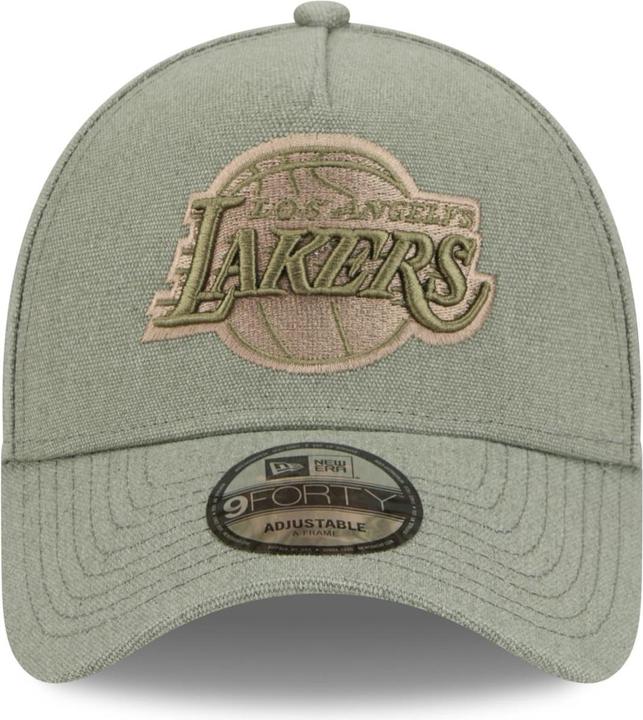 Produktbild New Era A-Frame Trucker Leinen Cap - Los Angeles Lakers oliv (One Size)