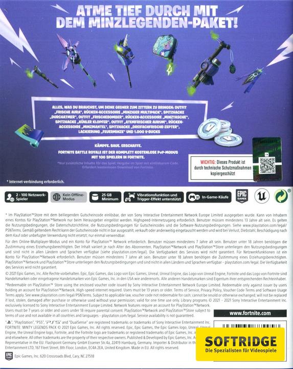 Produktbild Epic Fortnite: Minz-Legenden Paket (PS5, DE)