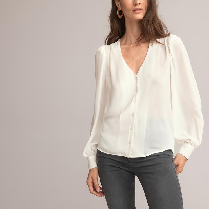 Produktbild La Redoute Collections Langärmelige Bluse mit V-Ausschnitt (38)