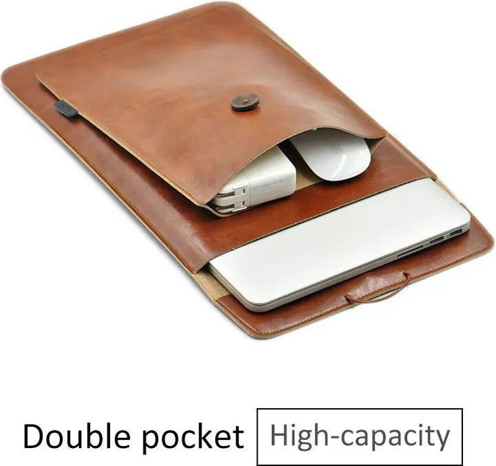 Image du produit Only-Bags.Store Housse d'ordinateur portable double couche haute capacité, étui en cuir microfibre pour M1 MacBook (14")