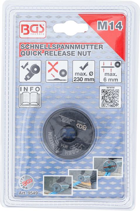 Image du produit BGS Mandrin de serrage rapide pour meuleuse d’angle M14