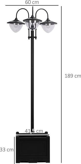 Image du produit Swisshandel24 Lampe solaire de jardin Lampe à 3 têtes avec base de pot de fleurs Étanche Acier inoxydable 60 x 55 (IP44)