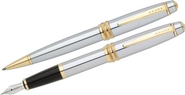 Produktbild Cross Schreibgeräteset Bailey Medalist Kugelschreiber + Füllhalter Glanzchrom/gold (Glanzchrom mit Goldapplikationen, 1 x)