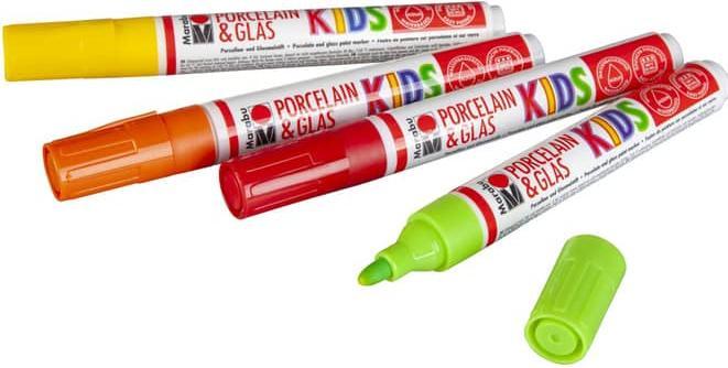 Actual product image Marabu Porcelain and glass painting pen Kids (Red, Blue, Orange, Turquoise, Green, Black, Violet, Yellow, 10 x)
