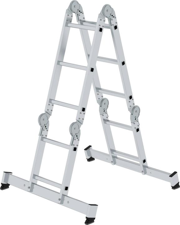 Produktbild Munk Vielzweckleiter 4-teilig mit nivello-Traverse und Holzbelag 2x3 + 2x4 Sprossen (Mehrzweckleiter, 30 cm)