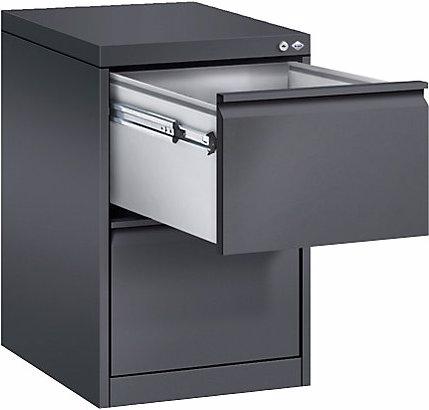 Actual product image C+P ACURADO suspension filing cabinet, 1 track, 2 drawers, black grey.