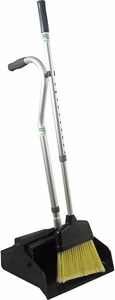 Rs-Reinigungssysteme Dustpan with broom, telescopic handle, extendable 920 - 1170 mm, silver / black.