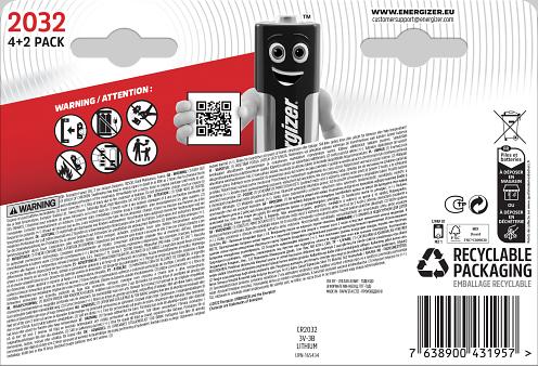 Actual product image Energizer Button cell 2032 (6 pcs., CR2032, 235 mAh)