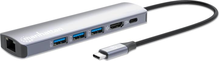 Manhattan 6-in-1 4K USB-C docking station 1xHDMI 3xUSB 5 Gb/s (USB-C, 6 Ports)