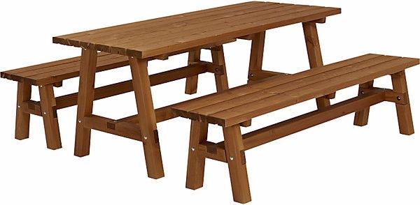 Actual product image Plus Garten Seat accessory, table, 2 benches, grey brown, table LxWxH 1771 x 750 x 720 mm. (75 cm)