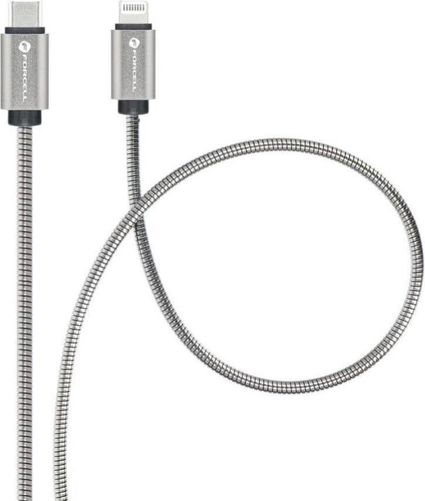 Produktbild Forcell Cable F-ENERGY Metal C238 cable Type C to Lightning PD 3A 27W 1 m silver (1 m, USB 3.0, 27 W)