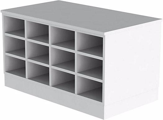 Actual product image kaiserkraft Sitover cloakroom bench, melamine, double sided, 2 x 12 compartments, length (109 cm, 62 cm)