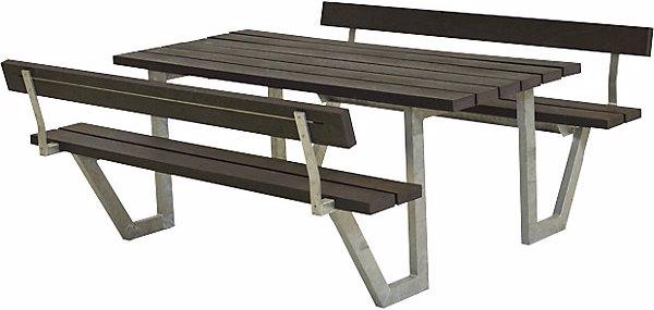 Immagine prodotto Plus Garten Set di tavolo e panche per 6 persone, plastica riciclata, nero, con schienale. (177 cm)
