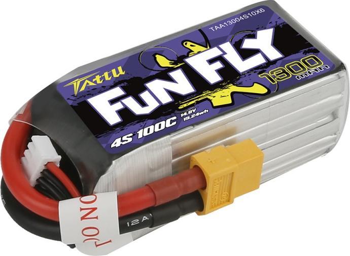Actual product image Dronefactory Tattu Funfly Series 1300mAh 14.8V 100C 4S1P Lipo with XT60 (14.80 V, 1300 mAh)