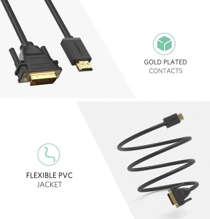 Actual product image Ugreen HDMI to DVI / DVI to HDMI 1080P (1 m, HDMI)