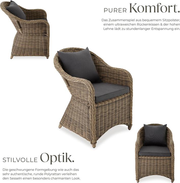 Actual product image tectake 2 Garden chairs in luxury rattan with cushions