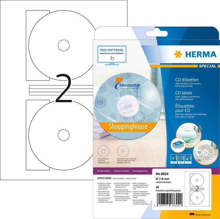 Produktbild HERMA CD Etiketten A4