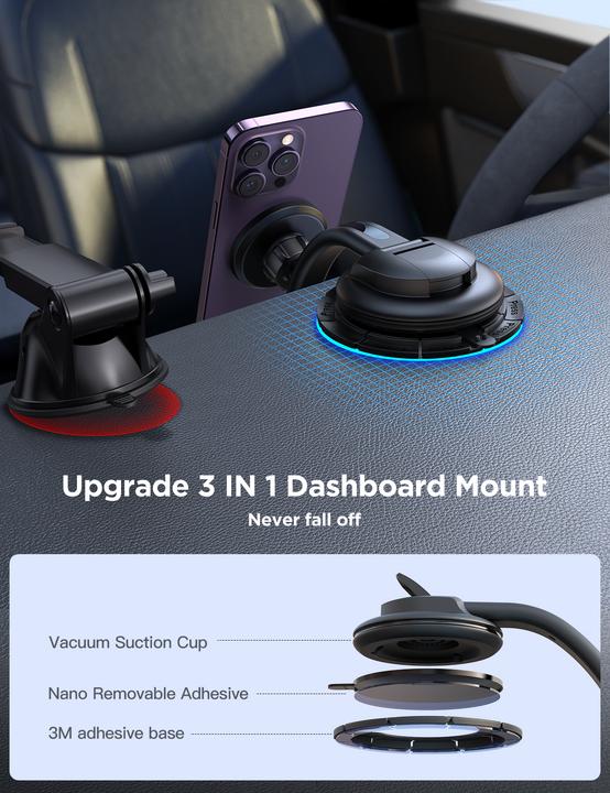 Produktbild Joyroom magnetischer Autotelefonhalter für Cockpit, Armaturenbrett schwarz (JR-ZS366)