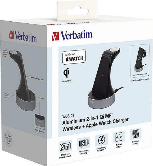 Image du produit Verbatim Chargeur 2 en 1 Qi Wireless+Apple Watch (20 W)