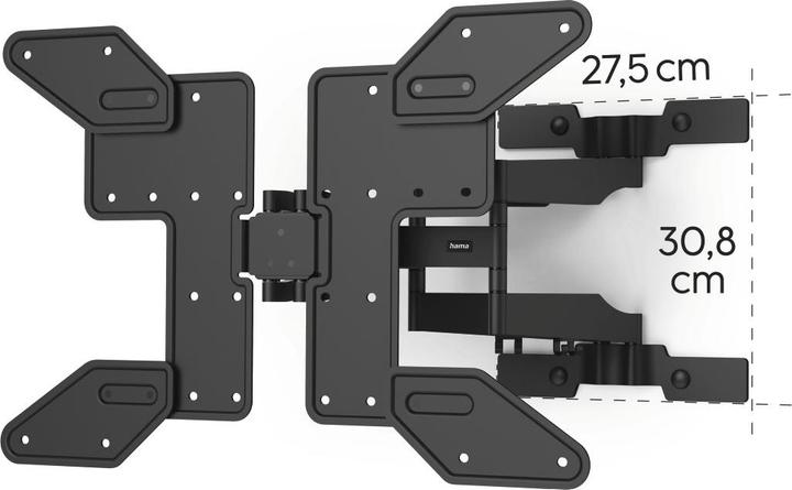 Produktbild Hama TV-Wandhalterung, OLED, flach, schwenkbar, ausziehbar, 229cm (90") bis 50kg (Wand, 90", 50 kg)