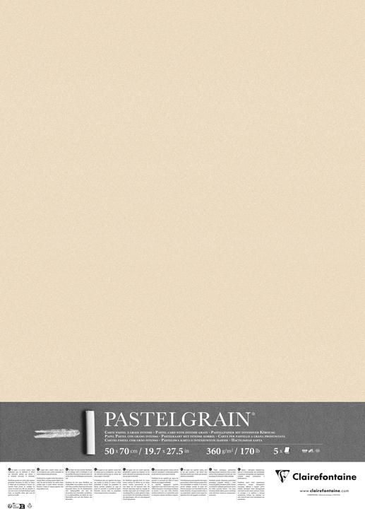 Produktbild Clairefontaine PastelGrain 50x70cm 5 Bogen 360g - Maisfarben (360 g/m², 2 x)