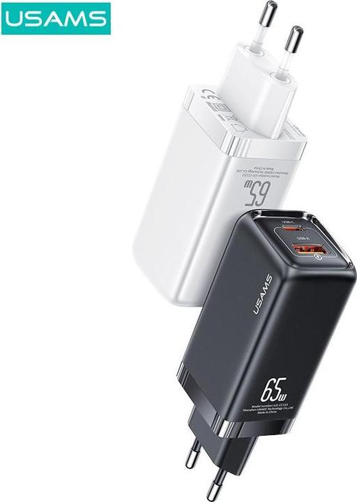 Actual product image Usams Ład. siec. 1xUSB-C+1xUSB T47 65W PD Fast Charging Super Si czarny/black CC153TC01 (US-CC153) (65 W)