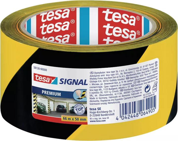 Produktbild tesa PREMIUM Signal Markierungsband, selbstklebendes PVC Warnband zur permanenten Markierung (50 mm)