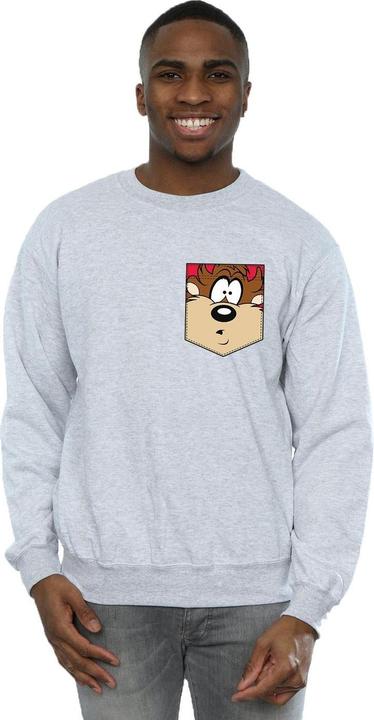 Actual product image Looney Tunes Mens Tasmanian Devil Face Faux Pocket Sweatshirt (3XL)