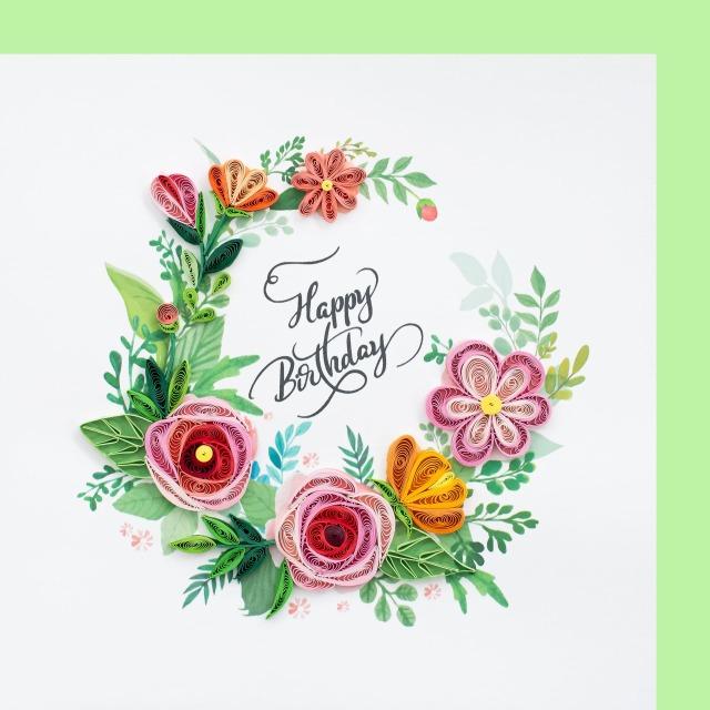 Produktbild Hervorragend Paper Quilling Karte Blumenkranz Happy Birthday (1 Stk.)