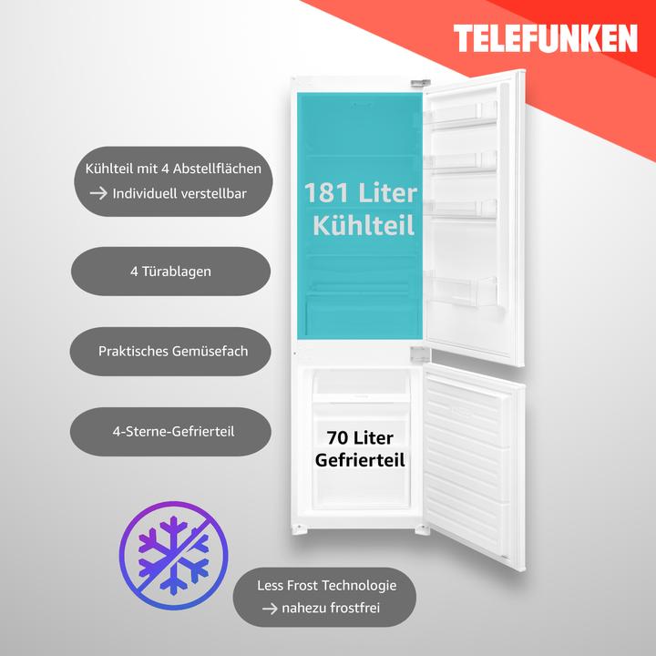 Produktbild Telefunken Einbau-Kühl-Gefrierkombination | Einbaukühlschrank mit Gefrierfach | 178cm Nische | 251 L (251 l)