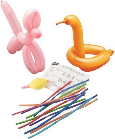 Actual product image Papstar Modelling balloons assorted colours with pump and assembly instructions