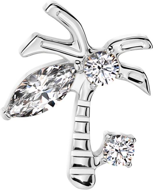 Immagine prodotto Star Piercing Threadless silber Palme Kristalle silber (senza ottone, Titanio G23)