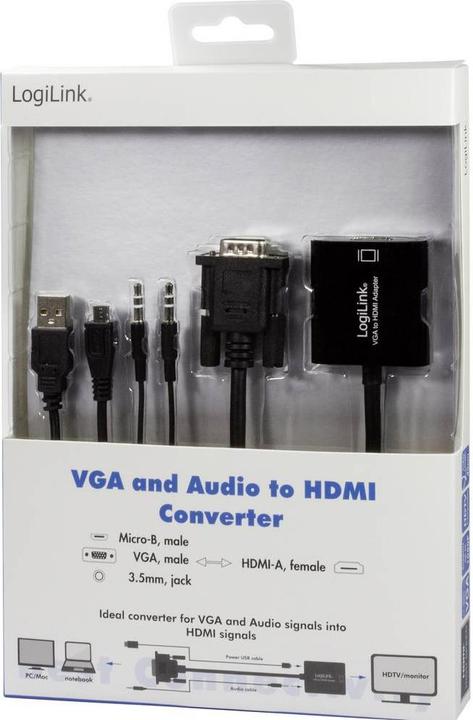 Produktbild LogiLink CV0060 - VGA mit Audio- und HDMI-Konverter (HDMI, 20 cm)