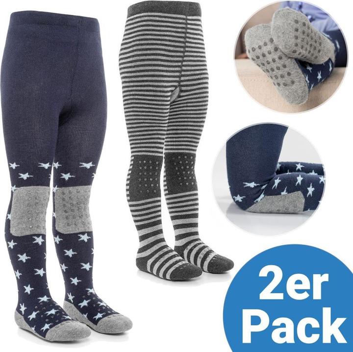 Image du produit La Loona LaLoona Collants Bébé Paquet de 2 - Etoiles Marine + Rayures (74/80)