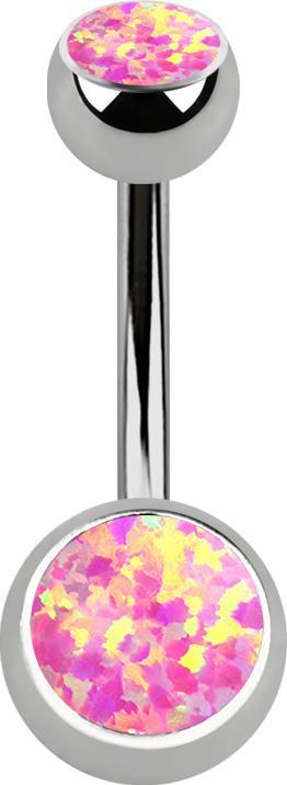Actual product image Star Piercing Banana silver with two balls of opal pink (without brass, Titanium G23)