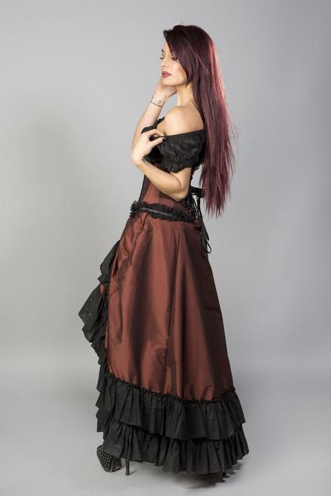 Image du produit Burleska robe femme Carnation victorienne, taffetas, marron (M)