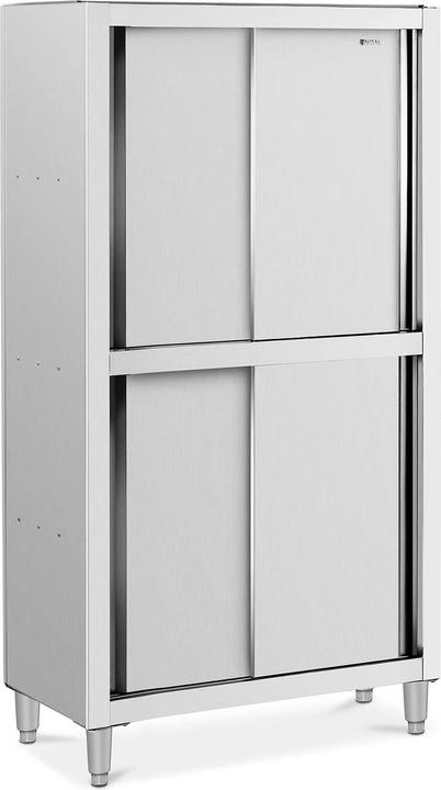 Royal Catering Geschirrschrank Edelstahl Hochschrank Vorratsschrank Schiebetüren Breite 100 cm