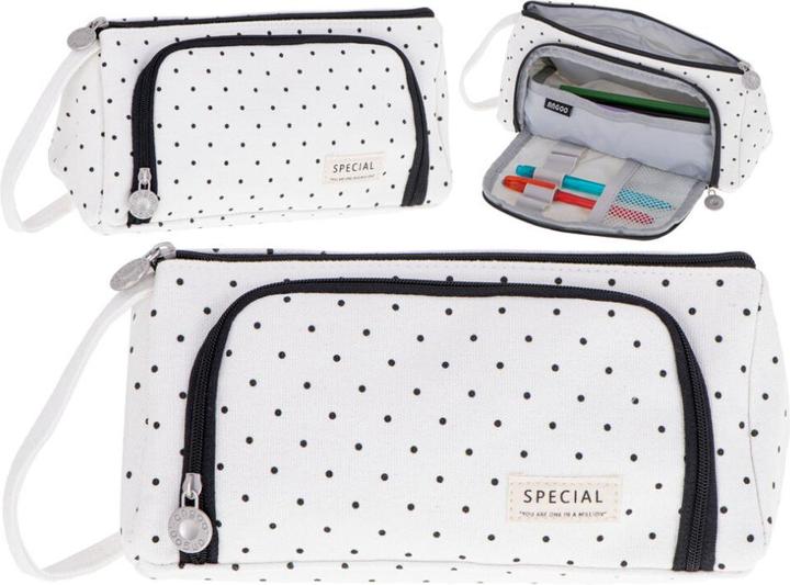 Produktbild Ikonka Schule Doppeltasche Kosmetiktasche in Polka Dots