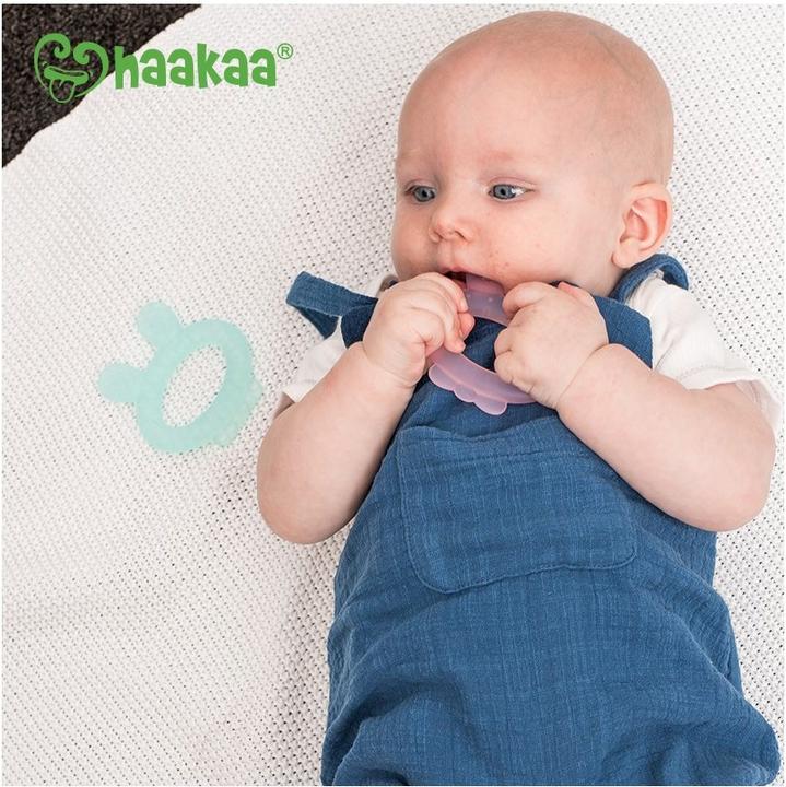 Actual product image Haakaa Teething Ring Rabbit Ear- Pink