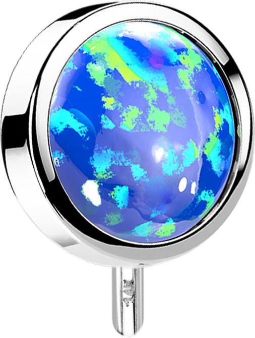 Image du produit Star Piercing Threadless disque 14k or blanc avant avec opale bleue (Or 14k, sans laiton)